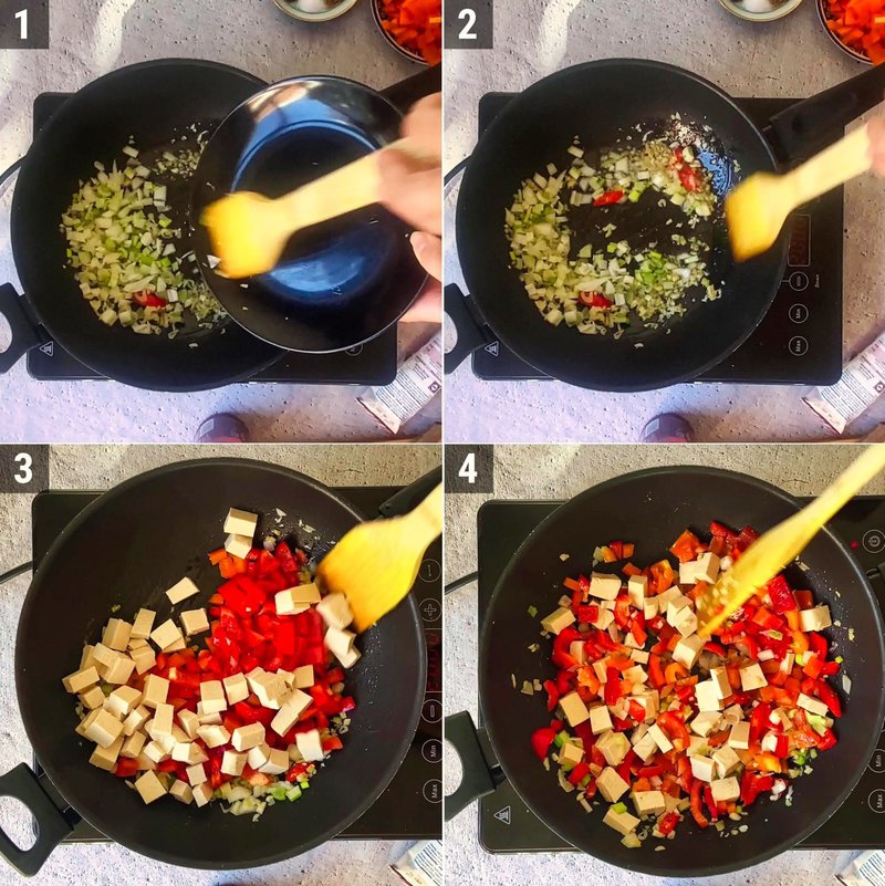 Image of the recipe cooking step-1-3 for Tofu Bell Pepper Tacos