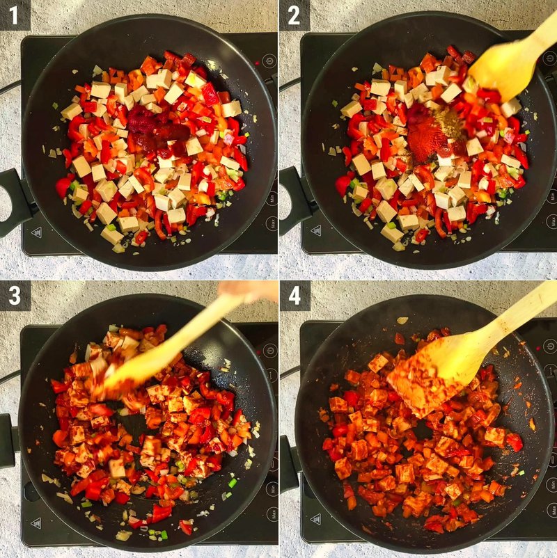 Image of the recipe cooking step-1-4 for Tofu Bell Pepper Tacos