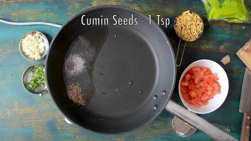 Image of the recipe cooking step-1-2 for Traditional Rajasthani Sev Tamatar Ki Sabzi