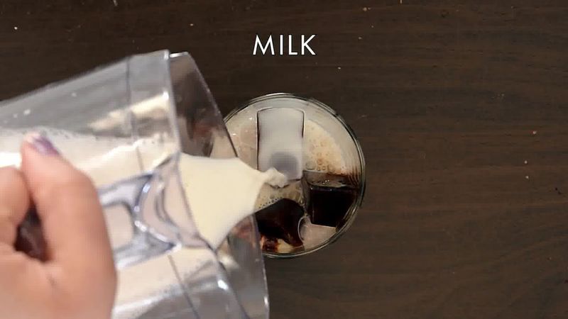 Image of the recipe cooking step-1-6 for Vanilla Iced Mocha With Coffee Ice Cubes (Video)