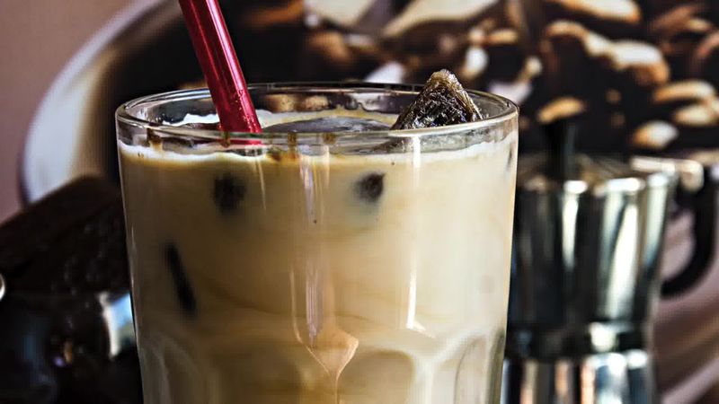 Image of the recipe cooking step-1-7 for Vanilla Iced Mocha With Coffee Ice Cubes (Video)