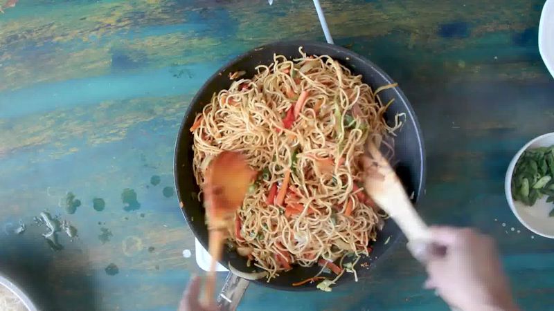 Image of the recipe cooking step-1-10 for Easy Veg Schezwan Noodles Recipe