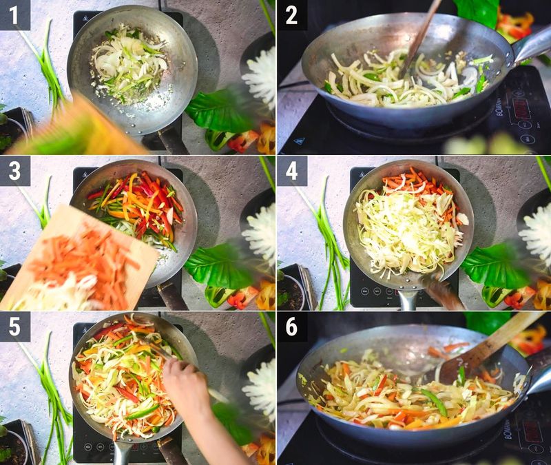 Image of the recipe cooking step-3-2 for Vegetable Hakka Noodles