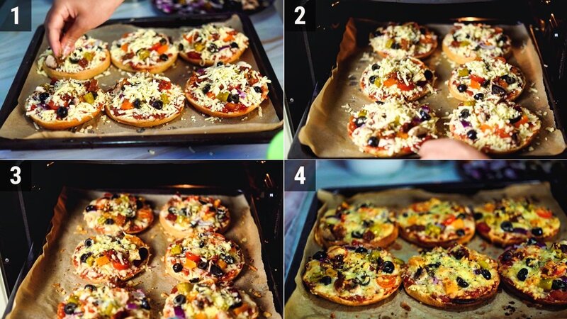 Image of the recipe cooking step-1-3 for Veggie Bun Pizza