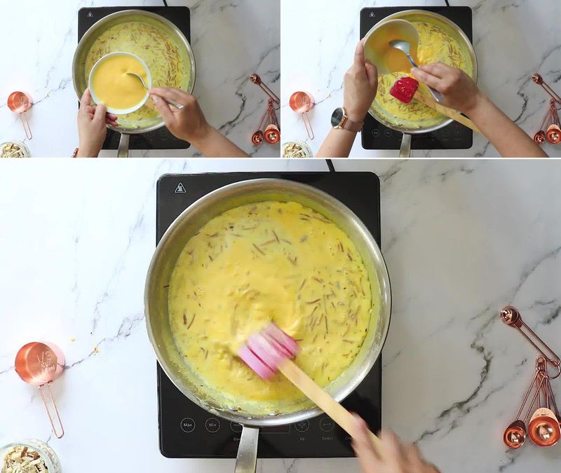 Image of the recipe cooking step-1-8 for Vermicelli Fruit Custard - Semiya Custard
