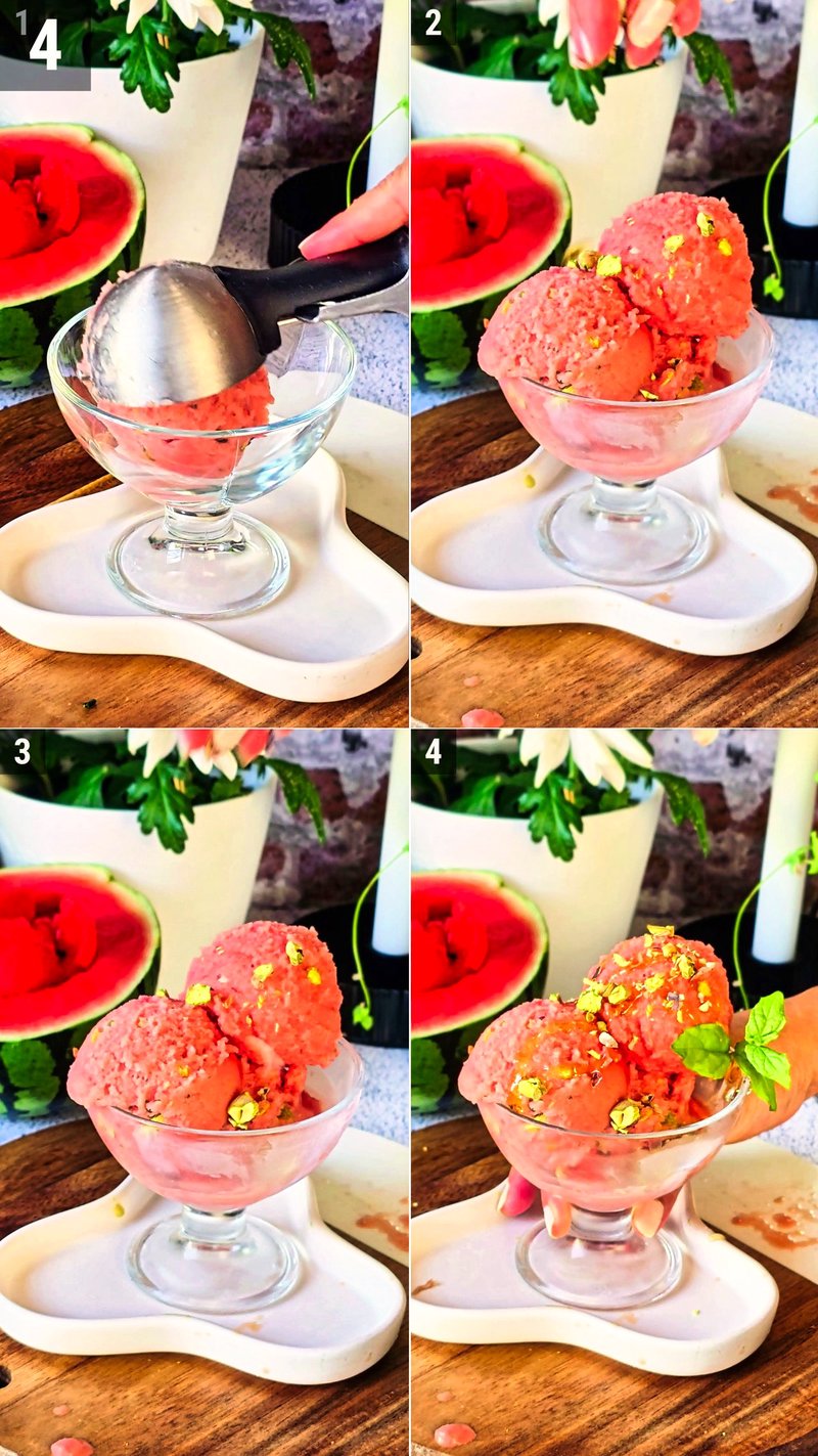 Image of the recipe cooking step-1-4 for Viral Watermelon Ice Cream Recipe