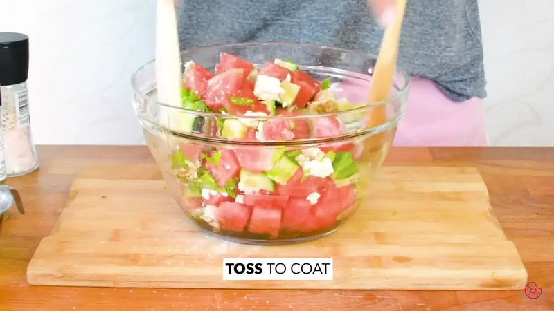 Image of the recipe cooking step-2-5 for Watermelon Cucumber Feta Salad
