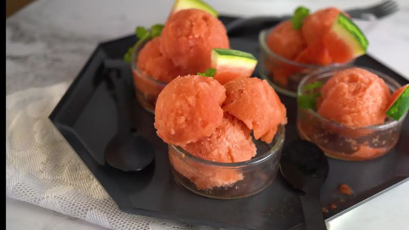 Image of the recipe cooking step-1-9 for Watermelon Sorbet