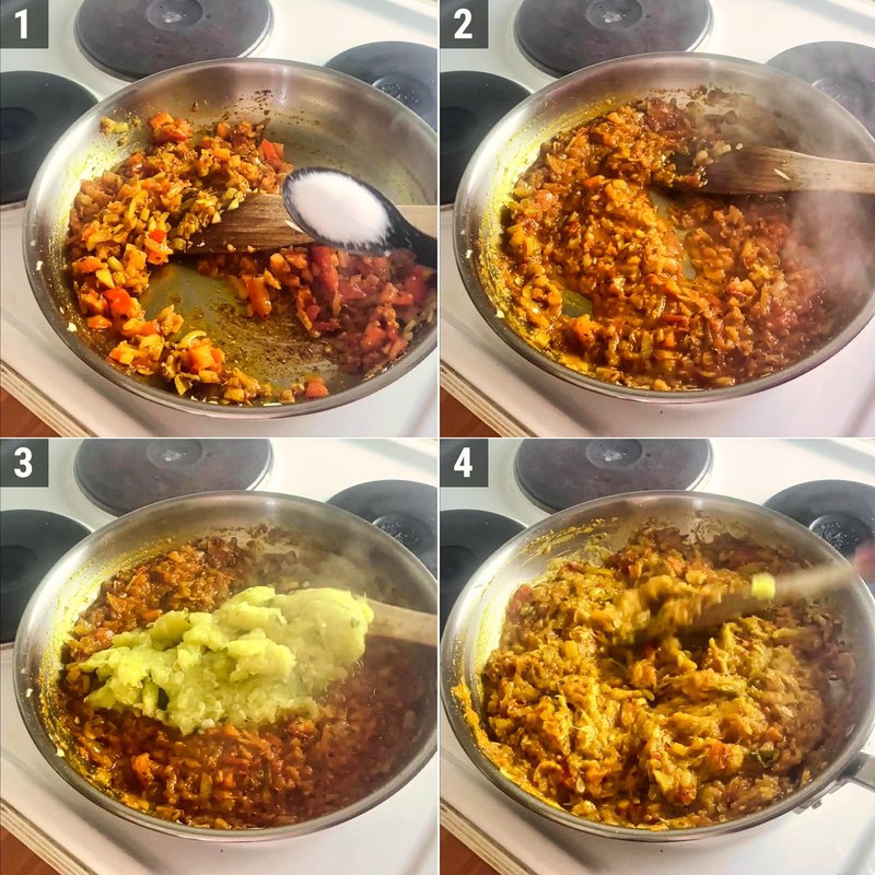 Image of the recipe cooking step-2-3 for Zucchini Bharta
