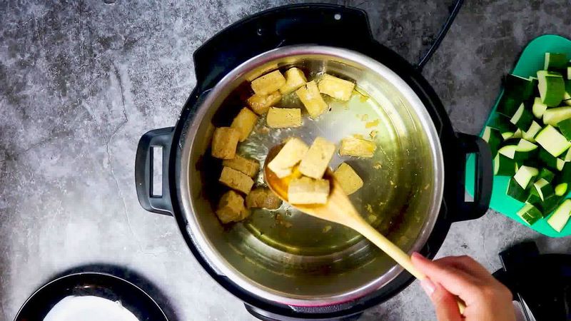 Image of the recipe cooking step-1-4 for Zucchini Tofu Curry (Instant Pot + Stovetop)