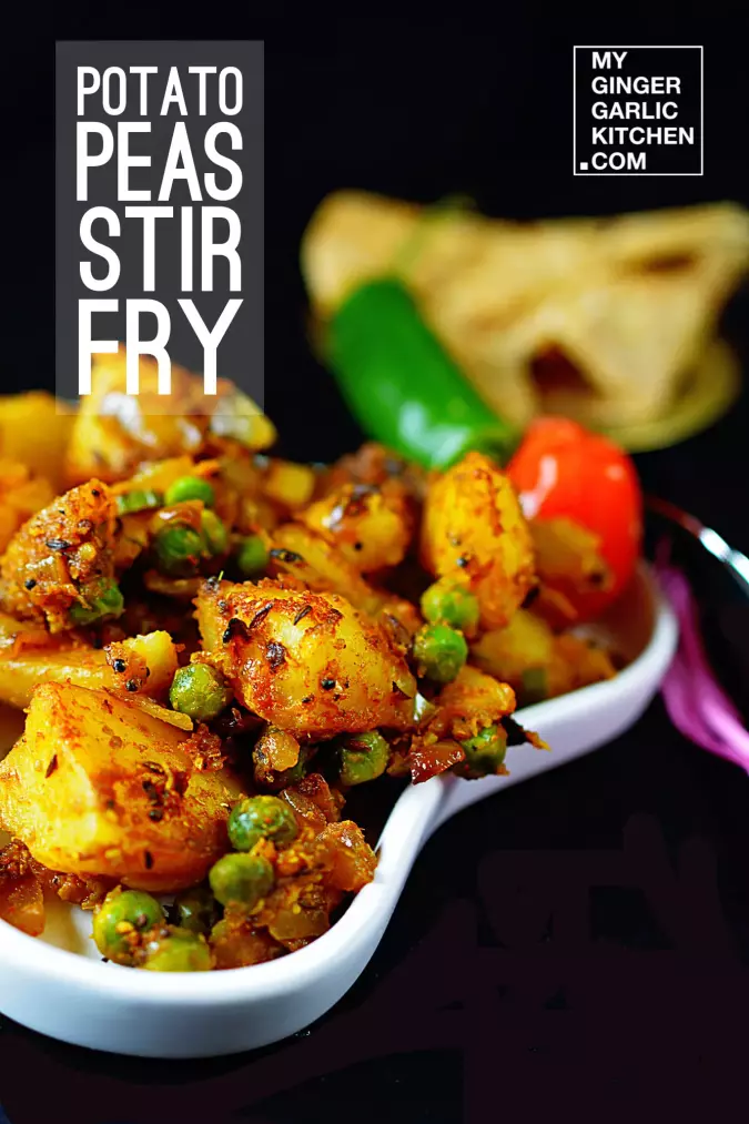 Aloo Matar Dry Sabji - Potato Peas Stir Fry