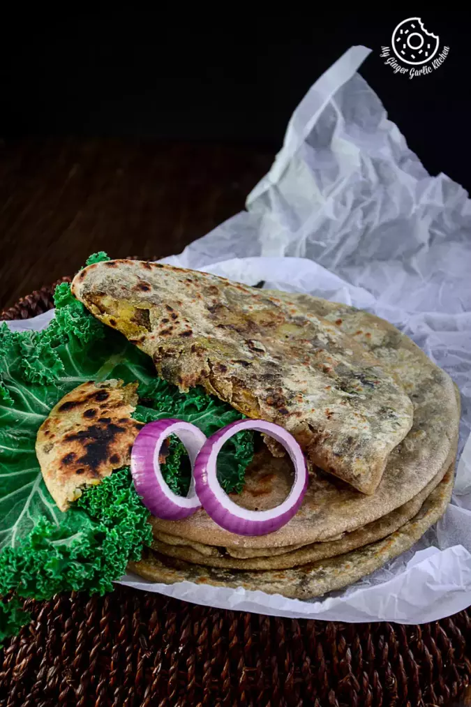 Mushroom Kale Stuffed Paratha (Video)